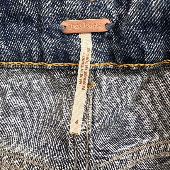 Free People Distressed Raw Hem Denim Skirt - Picture 6 of 7